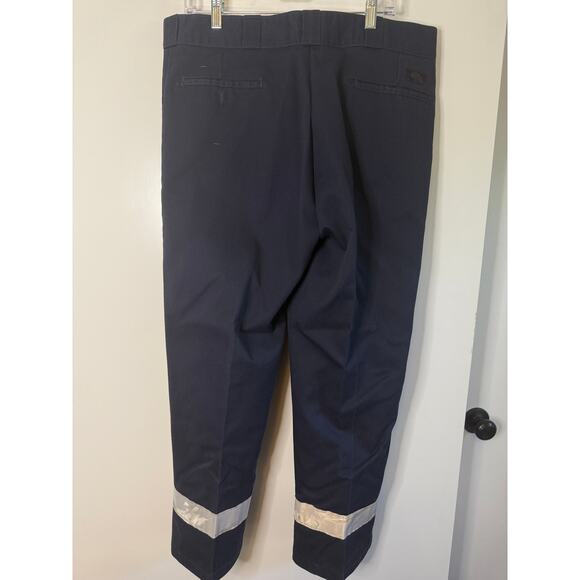 Men's Dickies 874 Original Fit Dark Navy Blue Safety Stripe Pants 38x30 - Picture 1 of 6